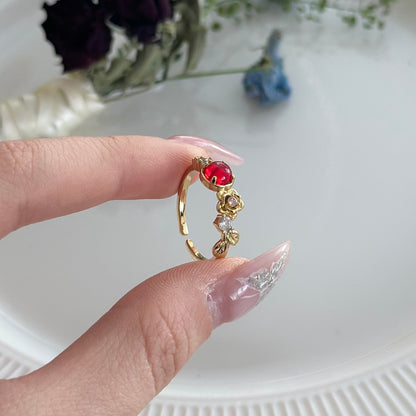 [Clearance] Red Gem Rose Ring