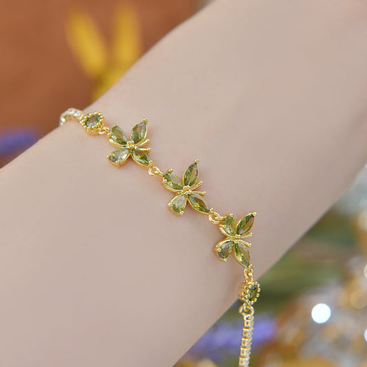 Adelaide Bracelet in Green - Gold Plated - Abbott Atelier