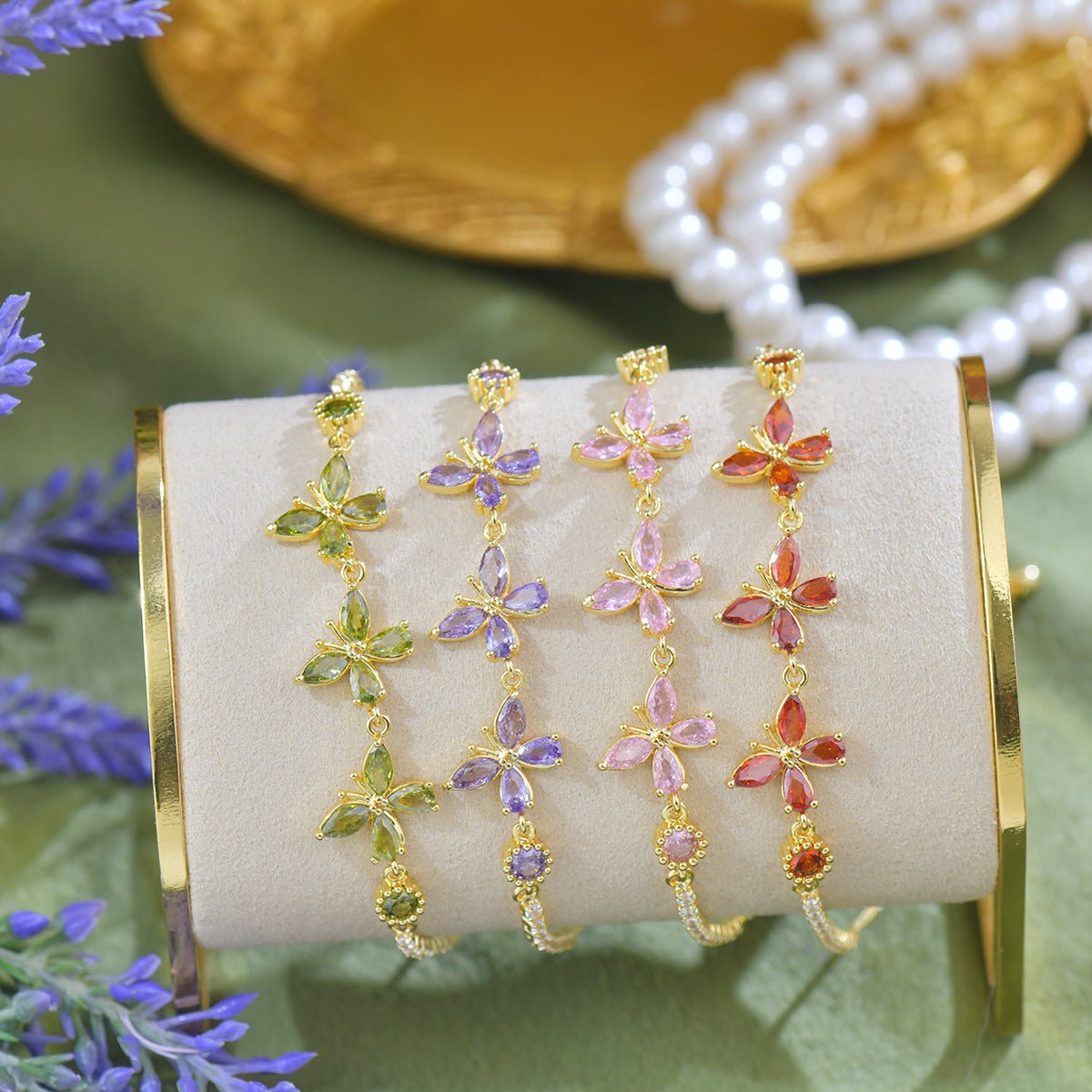 Adelaide Bracelet in Green - Gold Plated - Abbott Atelier