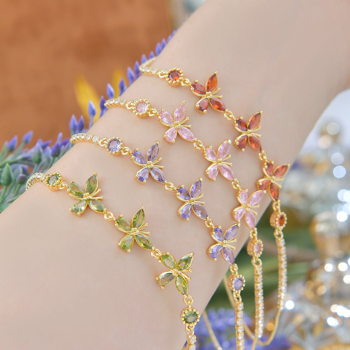 Adelaide Bracelet in Green - Gold Plated - Abbott Atelier