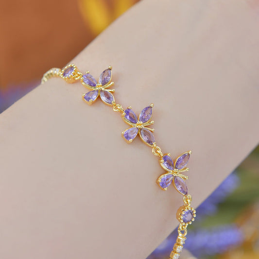 Adelaide Bracelet in Purple - Gold Plated - Abbott Atelier