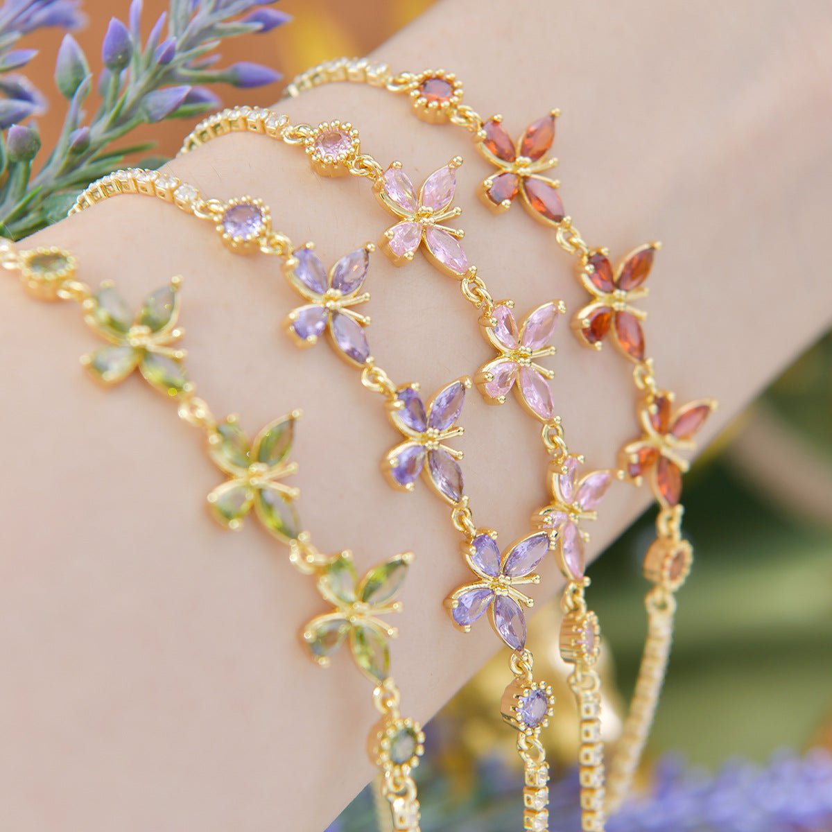 Adelaide Bracelet in Purple - Gold Plated - Abbott Atelier