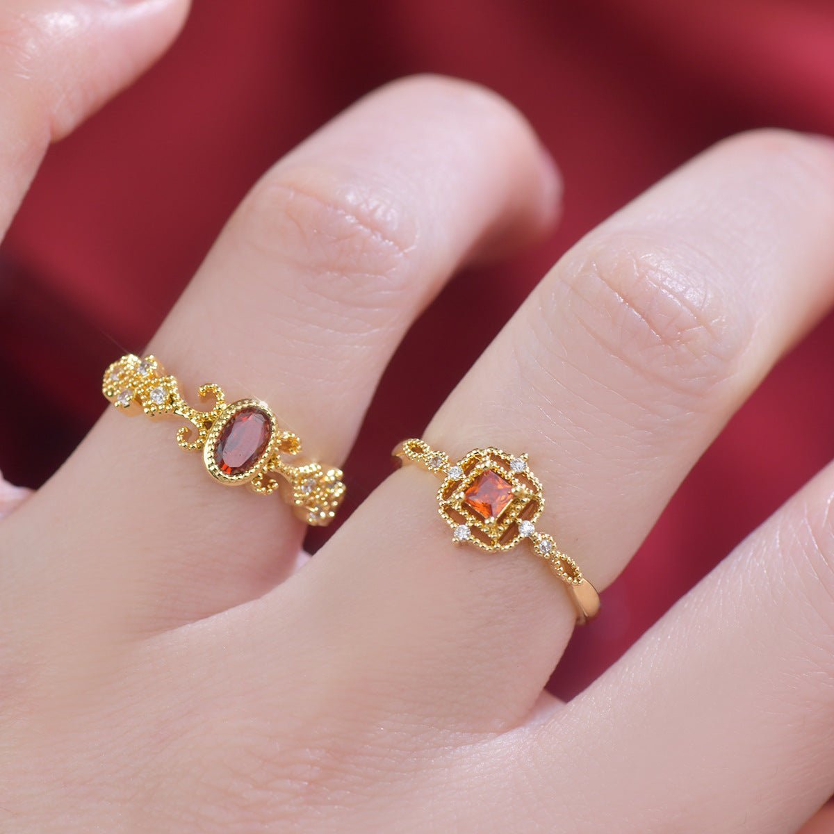 Alessandra Ruby Ring - Gold - Plated - Abbott Atelier