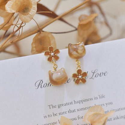 Amber Cat Earrings - Gold - Plated - Abbott Atelier