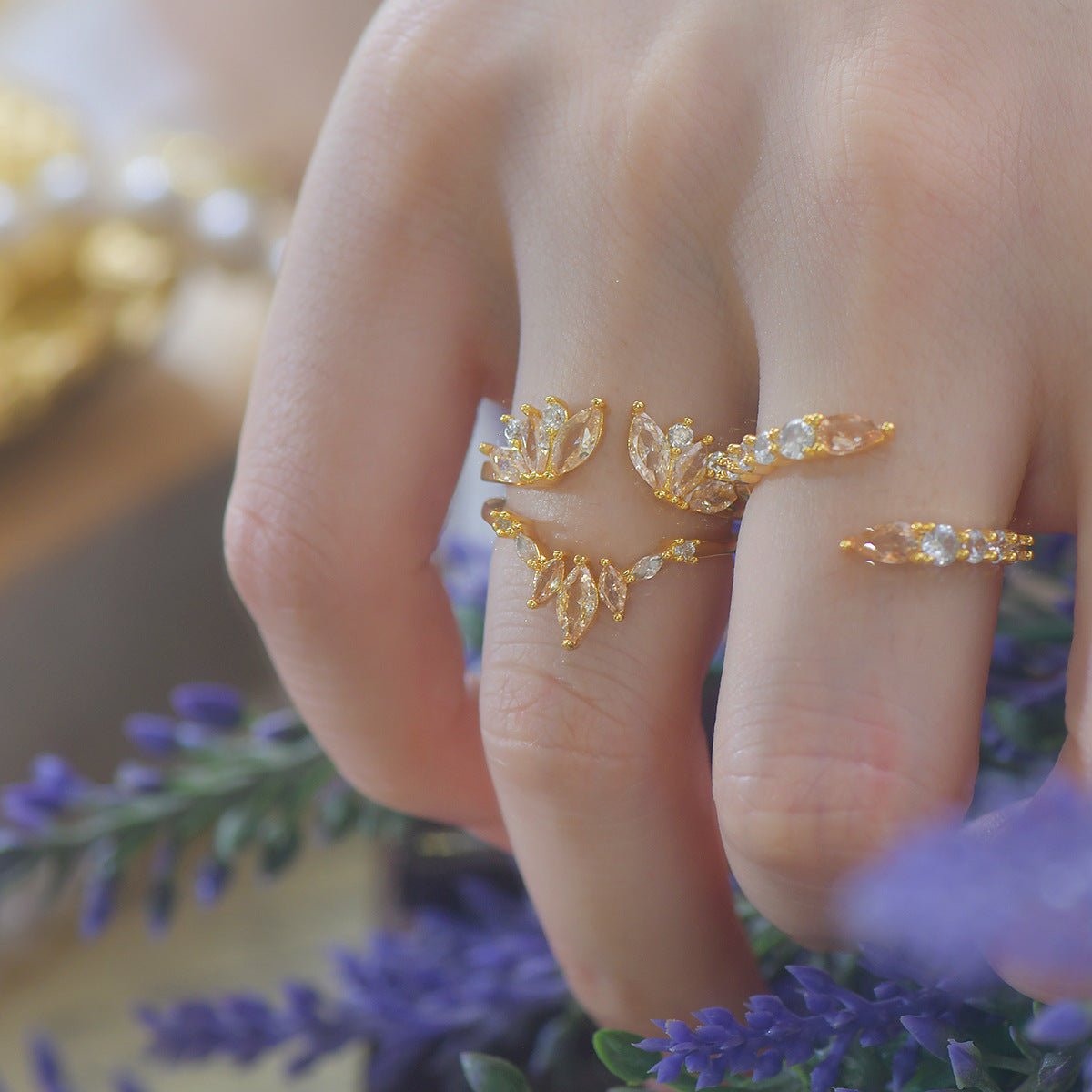 Amberlight Bypass Ring - Gold-Plated - Abbott Atelier
