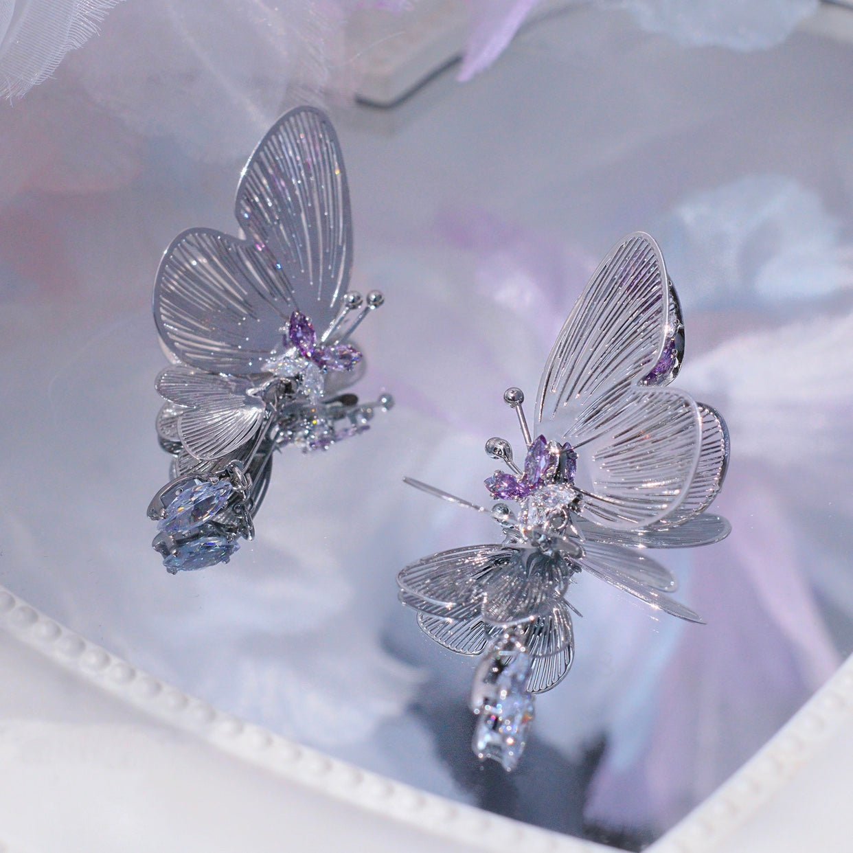 Amethyst Butterfly Earrings