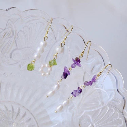 Amethyst Earrings - Rosemary - Freshwater Pearls - Abbott Atelier
