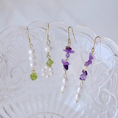 Amethyst Earrings - Rosemary - Freshwater Pearls - Abbott Atelier