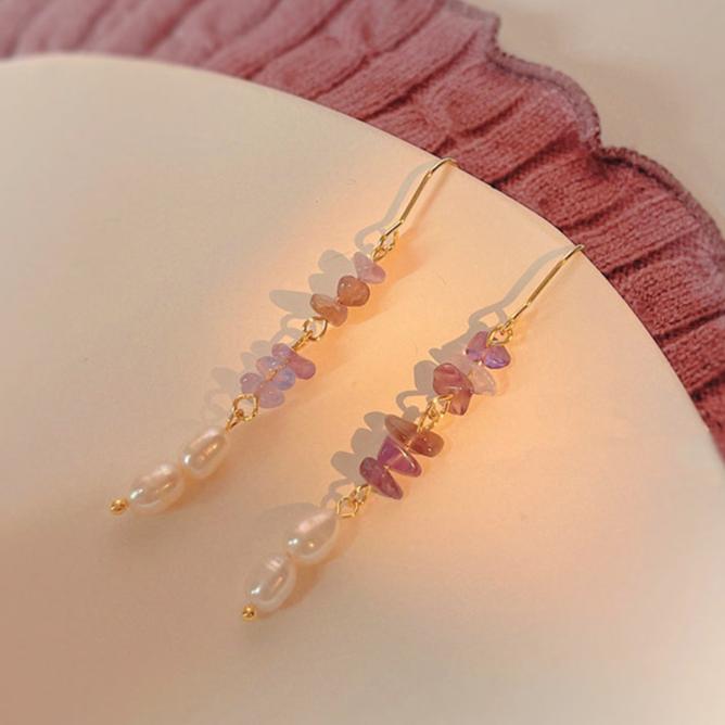 Amethyst Earrings - Rosemary - Freshwater Pearls - Abbott Atelier