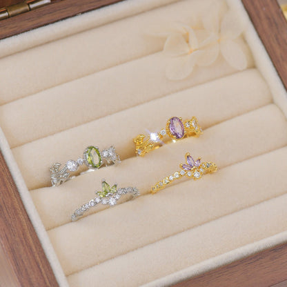 Amethyst Rococo Ring Set - Gold - Plated - Abbott Atelier