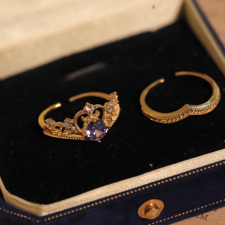 Amethyst Tiara Ring Set - Gold - Plated - Abbott Atelier