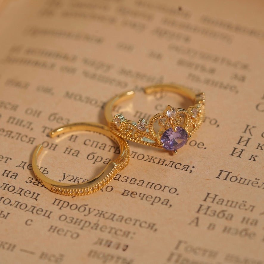 Amethyst Tiara Ring Set - Gold - Plated - Abbott Atelier