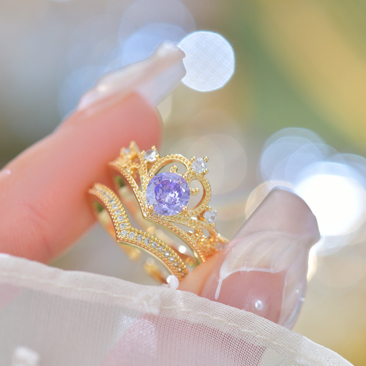 Amethyst Tiara Ring Set - Gold - Plated - Abbott Atelier