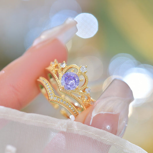 Amethyst Tiara Ring Set - Gold - Plated - Abbott Atelier