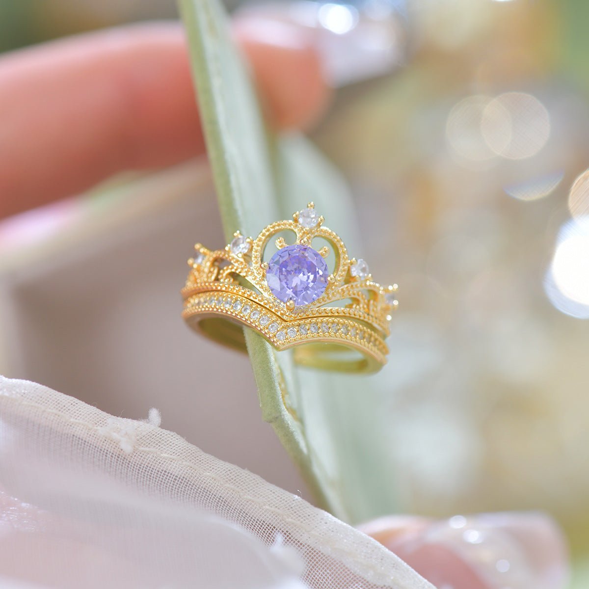 Amethyst Tiara Ring Set - Gold - Plated - Abbott Atelier