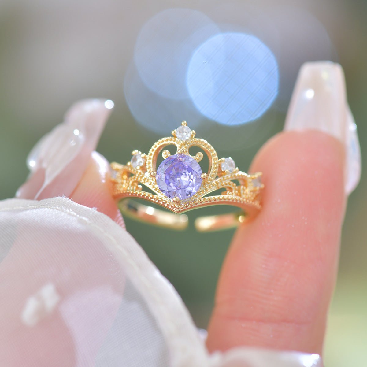 Amethyst Tiara Ring Set - Gold - Plated - Abbott Atelier