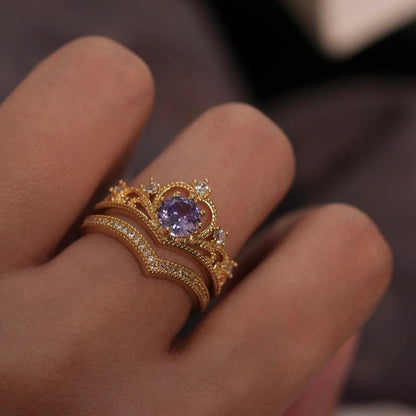 Amethyst Tiara Ring Set - Gold - Plated - Abbott Atelier