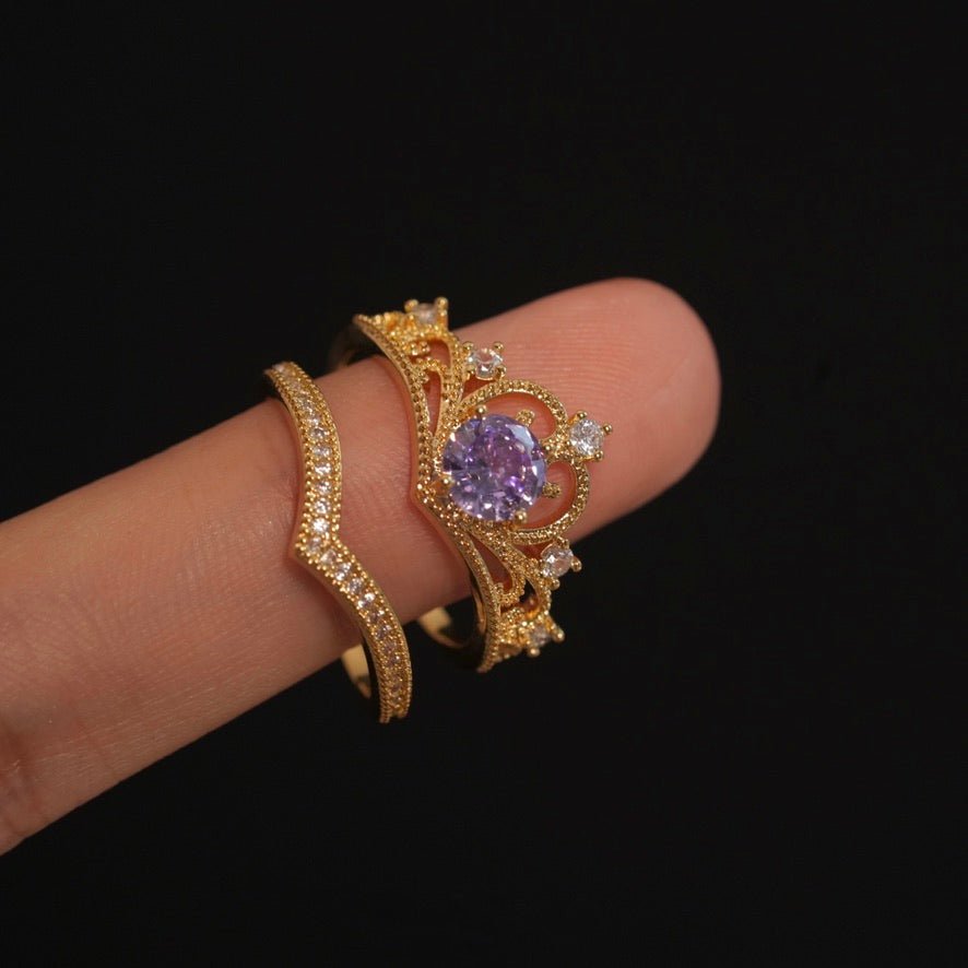 Amethyst Tiara Ring Set - Gold - Plated - Abbott Atelier