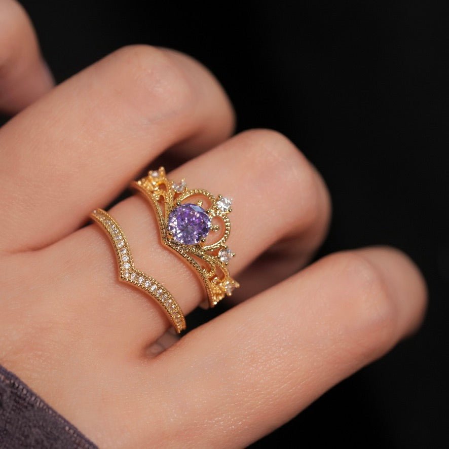Amethyst Tiara Ring Set - Gold - Plated - Abbott Atelier
