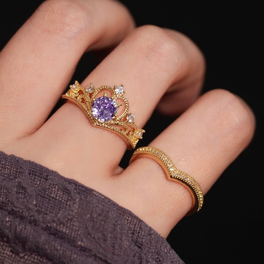 Amethyst Tiara Ring Set - Gold - Plated - Abbott Atelier
