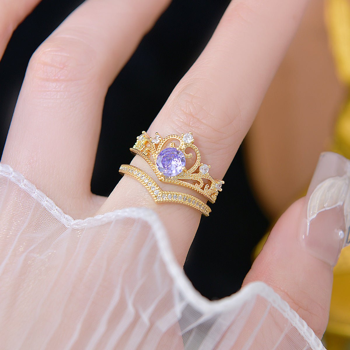 Amethyst Tiara Ring Set - Gold - Plated - Abbott Atelier