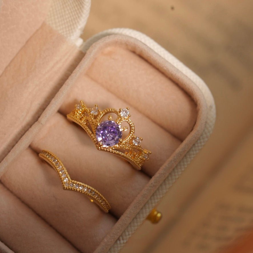 Amethyst Tiara Ring Set - Gold - Plated - Abbott Atelier