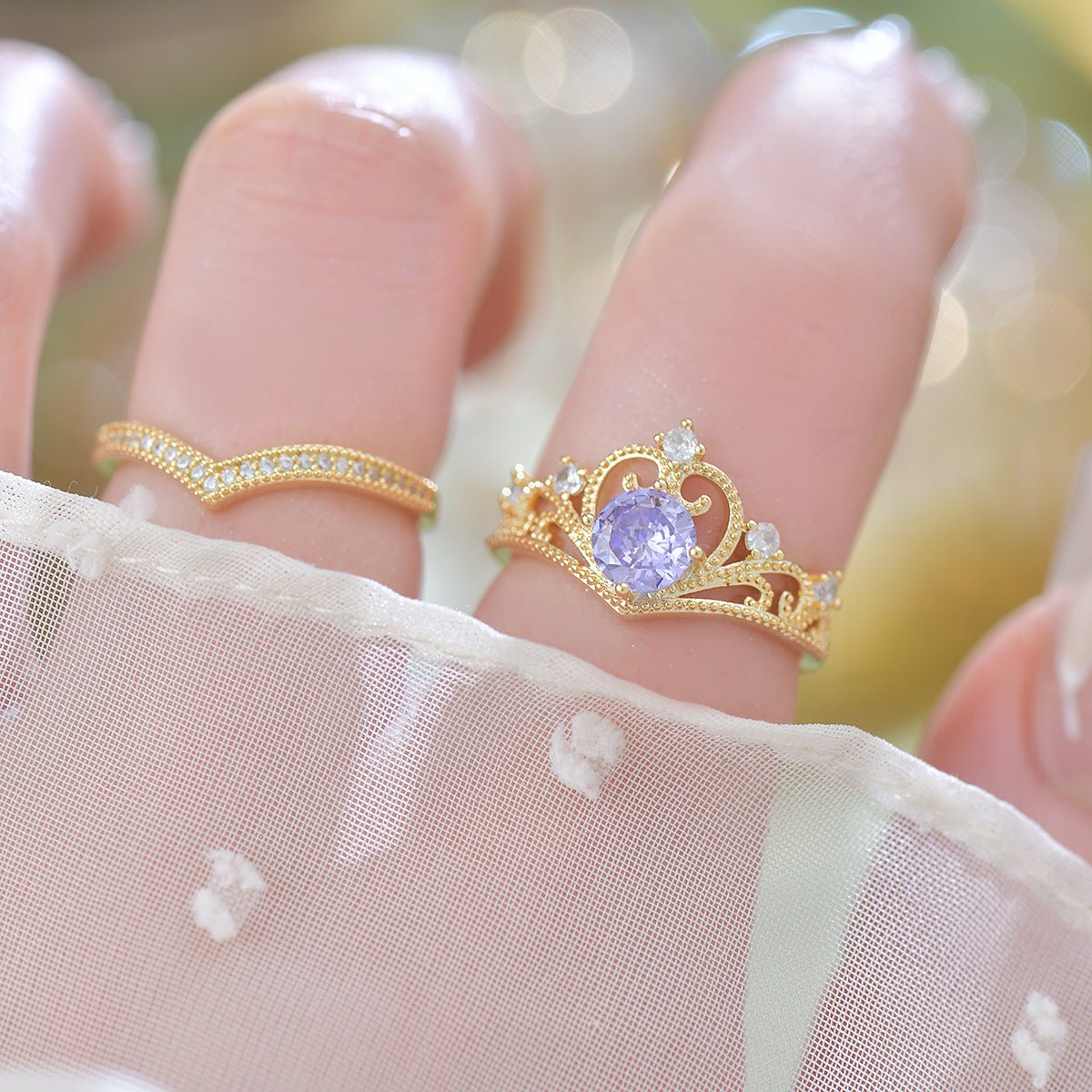 Amethyst Tiara Ring Set - Gold - Plated - Abbott Atelier