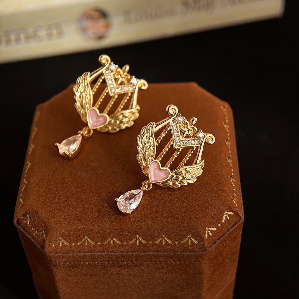 Amour Heart Lyre Earrings - Hypoallergenic - Abbott Atelier