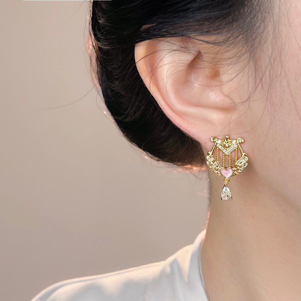 Amour Heart Lyre Earrings - Hypoallergenic - Abbott Atelier