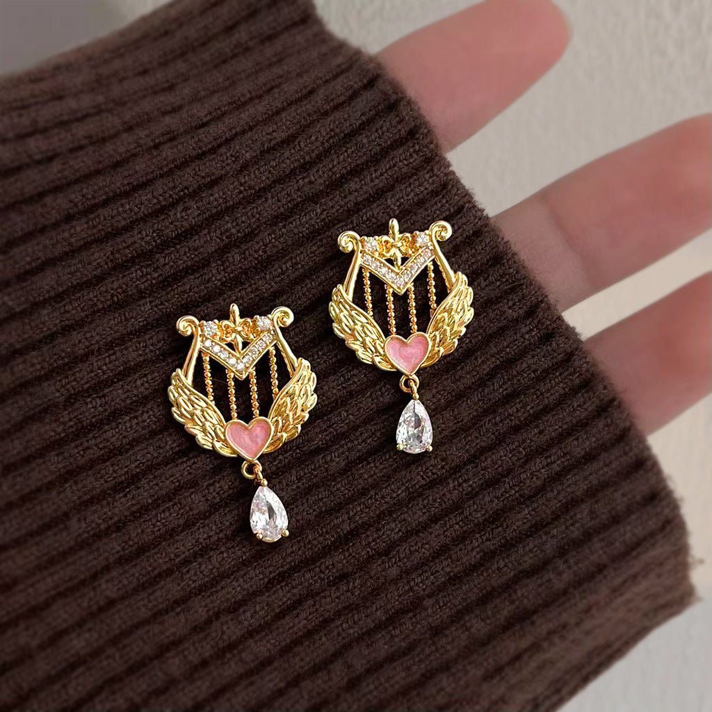 Amour Heart Lyre Earrings - Hypoallergenic - Abbott Atelier