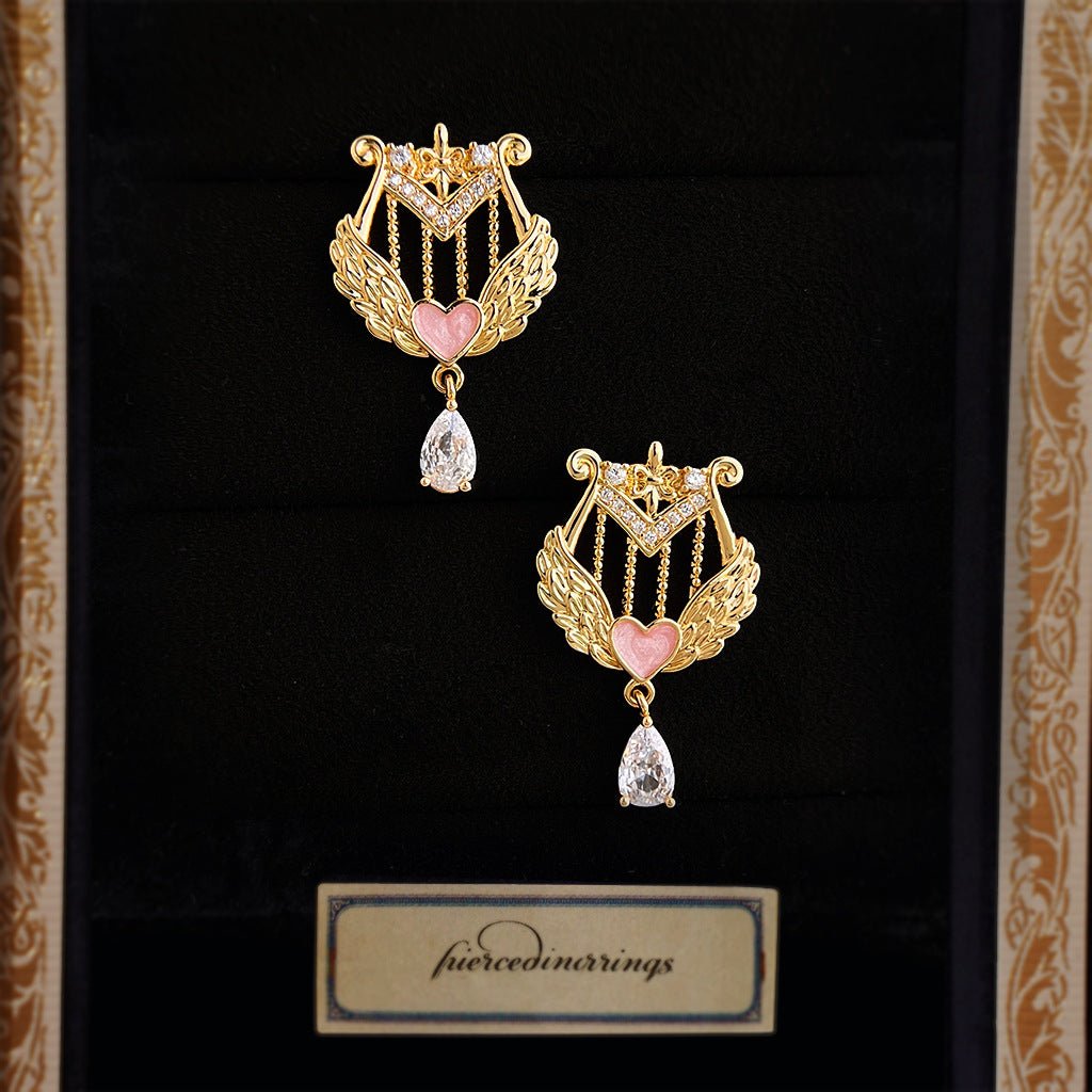 Amour Heart Lyre Earrings - Hypoallergenic - Abbott Atelier
