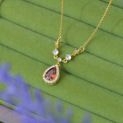 Aurelia Ruby Necklace - Gold Plated - Abbott Atelier