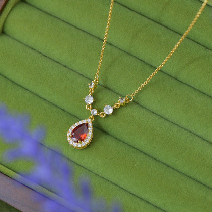 Aurelia Ruby Necklace - Gold Plated - Abbott Atelier