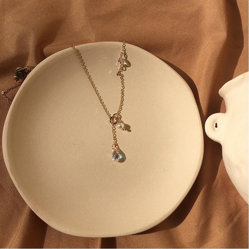 Austrian Crystal & Pearl Necklace - Gold - Filled - Abbott Atelier