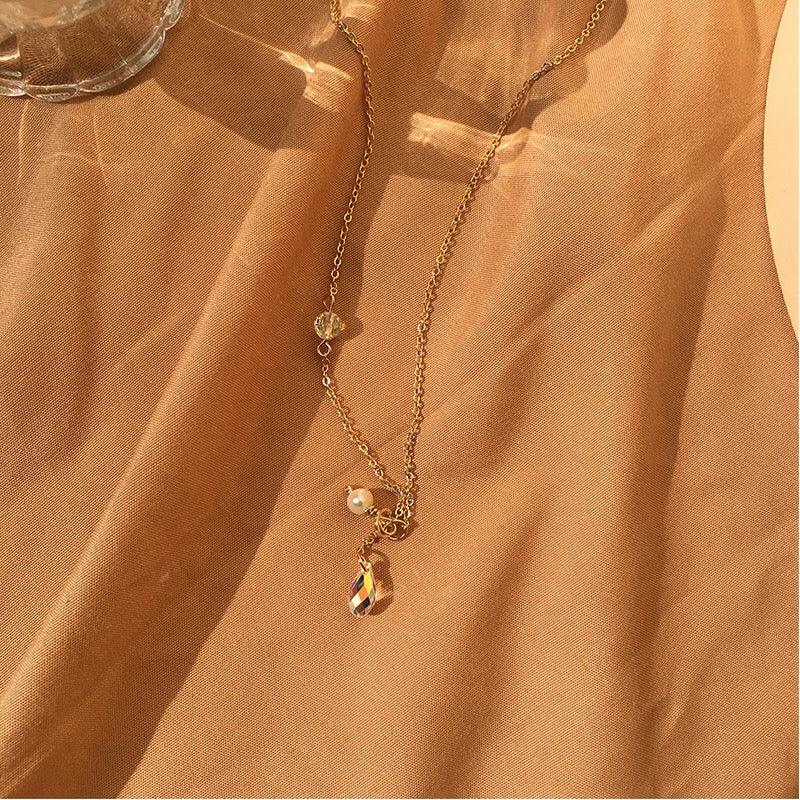 Austrian Crystal & Pearl Necklace - Gold - Filled - Abbott Atelier