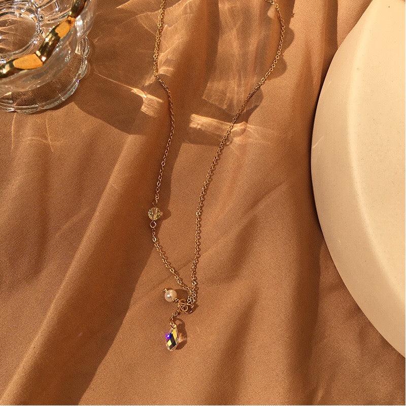 Austrian Crystal & Pearl Necklace - Gold - Filled - Abbott Atelier