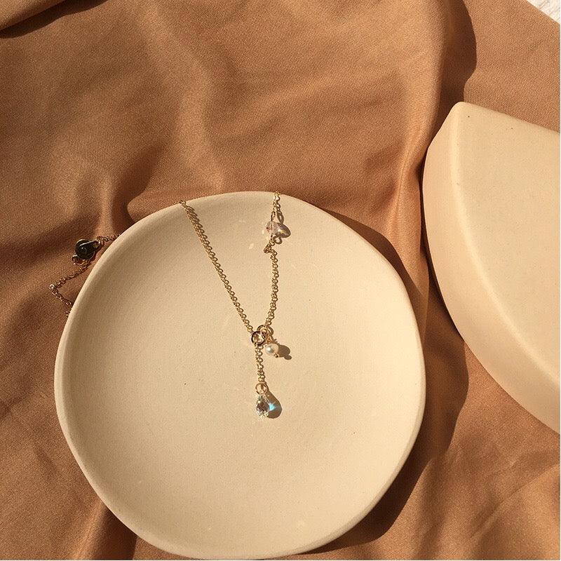 Austrian Crystal & Pearl Necklace - Gold - Filled - Abbott Atelier
