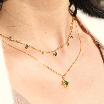 Baroque Emerald Necklace (Solid Silver) - Hypoallergenic - Abbott Atelier