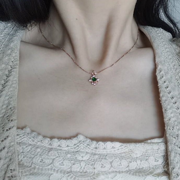 Baroque Emerald Necklace (Solid Silver) - Hypoallergenic - Abbott Atelier