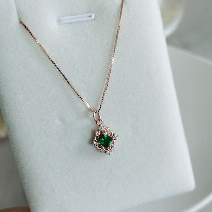 Baroque Emerald Necklace (Solid Silver) - Hypoallergenic - Abbott Atelier