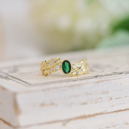 Baroque Emerald Ring - Taryn - Gold - Plated - Abbott Atelier