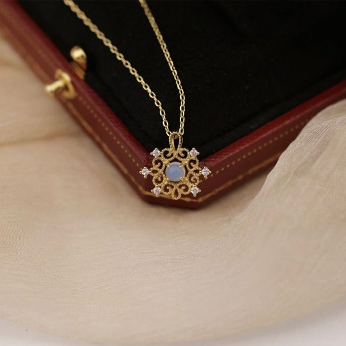 Baroque Moonstone Necklace - Alice (Solid Silver) - Hypoallergenic - Abbott Atelier