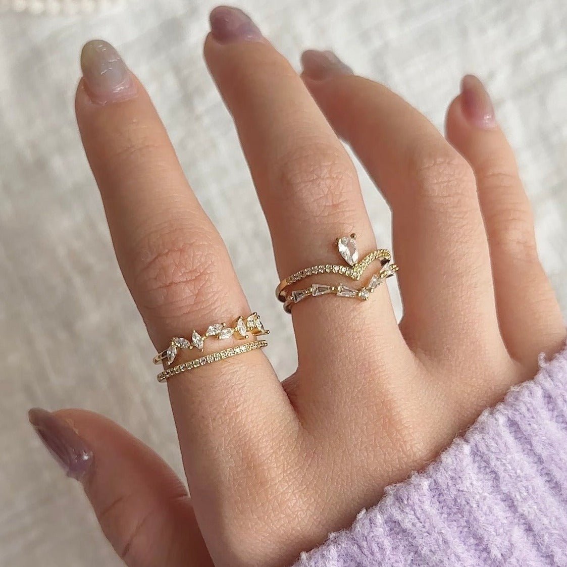 Baroque Ring Set - Lucille - Gold - Plated - Abbott Atelier
