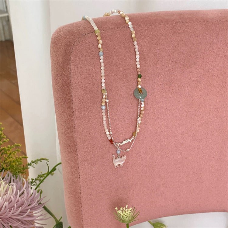 Beaded Cat Necklace - Gold Plated - Abbott Atelier