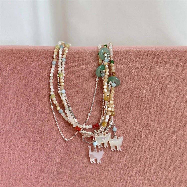 Beaded Cat Necklace - Gold Plated - Abbott Atelier