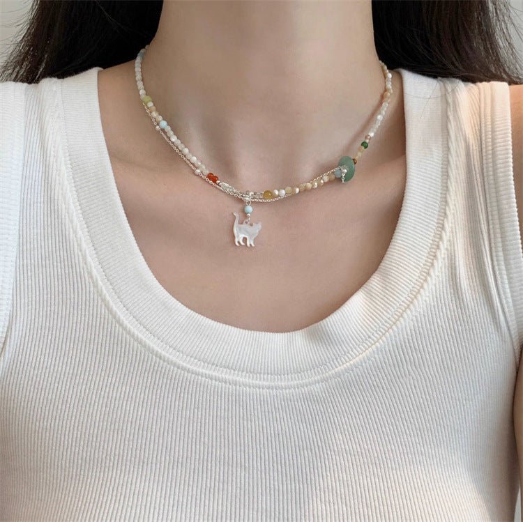 Beaded Cat Necklace - Gold Plated - Abbott Atelier