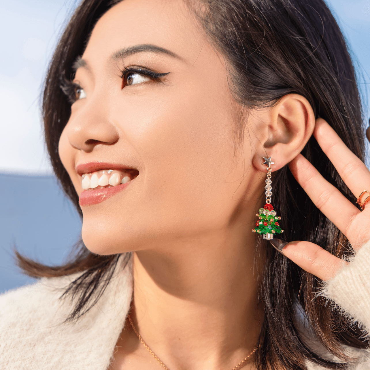 Beaded Christmas Tree Earrings - Hypoallergenic - Abbott Atelier