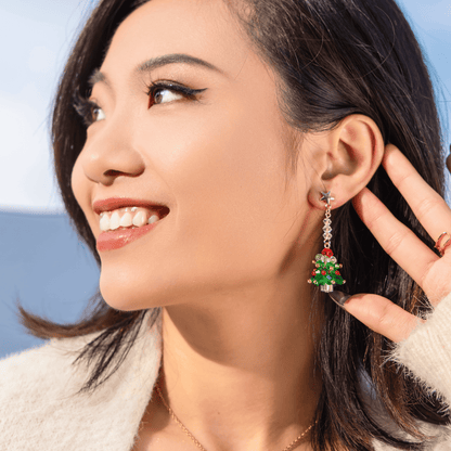 Beaded Christmas Tree Earrings - Hypoallergenic - Abbott Atelier