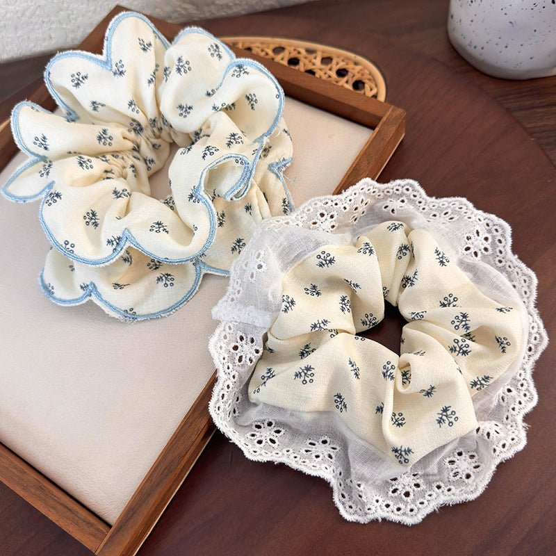 Blue Floral Scrunchie (2 Styles) - For Hair - Abbott Atelier