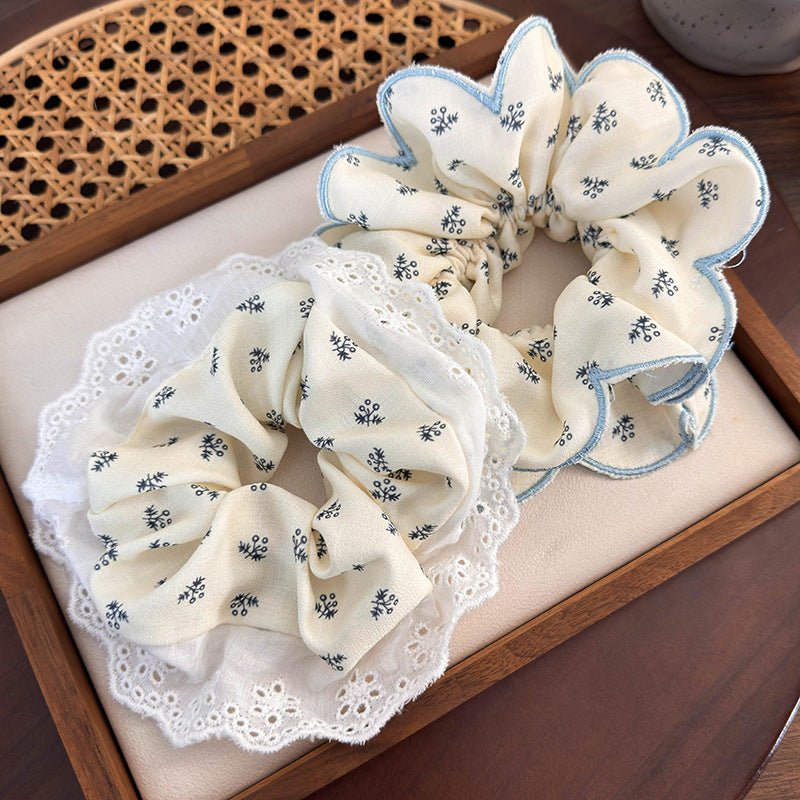 Blue Floral Scrunchie (2 Styles) - For Hair - Abbott Atelier